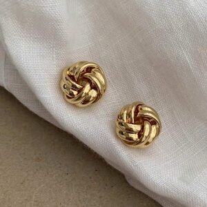 Gold Knot Stud Earrings Classic Twisted Design Everyday Minimalist Jewelry 3/$30